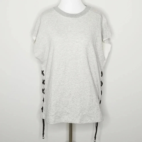 NWT Black Orchid Gray Sleeveless Lace Up Detail Sweatshirt S - Picture 1 of 6
